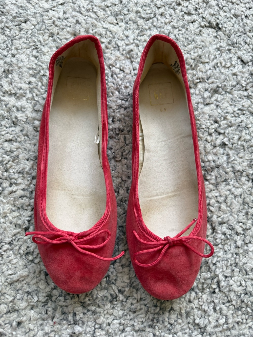 GAP coral pink Suede Bow Ballet Flats size 8.5 - Picture 2 of 6